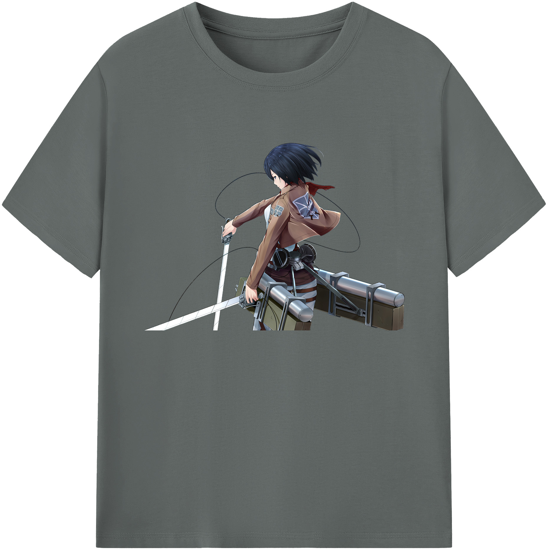（画像用） 進撃の巨人 ミカサ·アッカーマン Attack on Titan Mikasa Ackerman 綿100％ メンズ半袖Tシャツ｜肌触りやわらか＆通気性